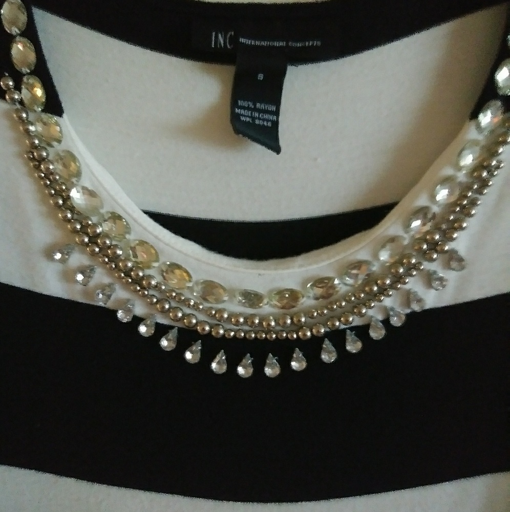 Beautifully embellished INC striped shirt